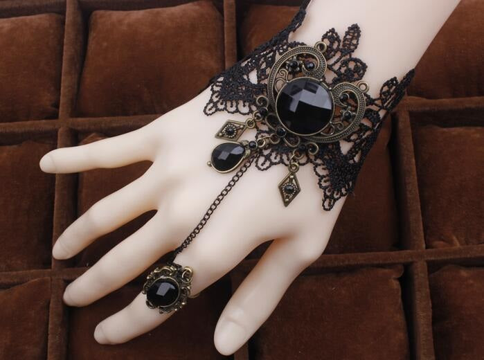 Gothic Lace Finger Bracelet