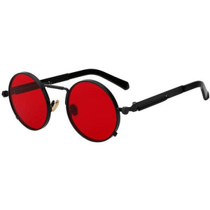 Circle Retro Sunglasses - Black Red