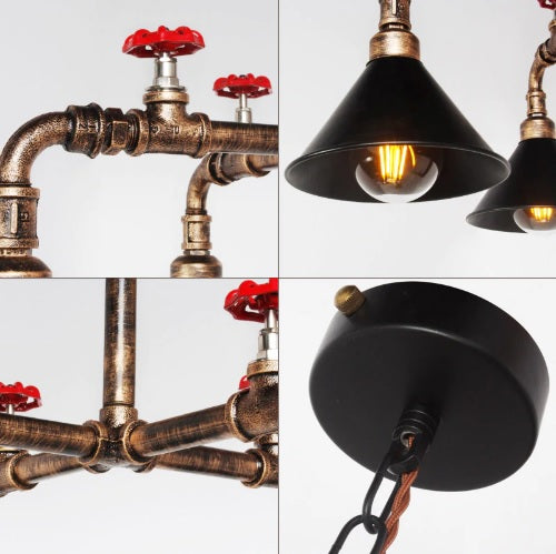 Industrial Iron Steampunk Loft Water Pipe Pendant Lights