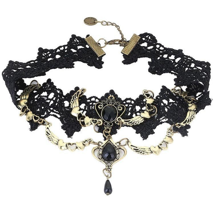 Black Lace Steampunk Choker-The Steampunk Cave