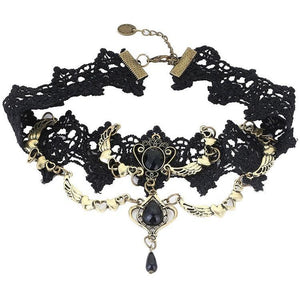 Black Lace Steampunk Choker-The Steampunk Cave
