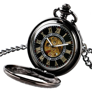 Elegant Black Fob Watch-The Steampunk Cave