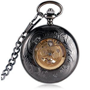 Elegant Black Fob Watch-The Steampunk Cave