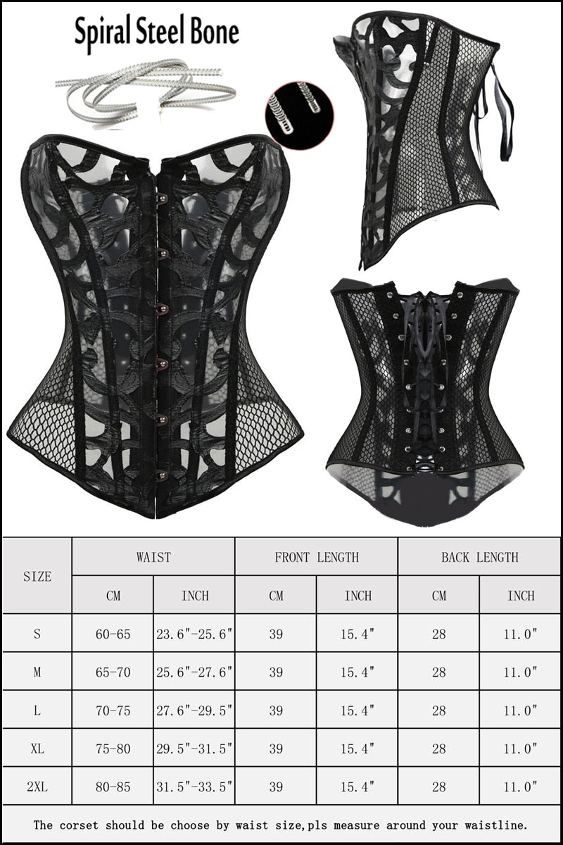 Women's Sexy Mesh   Steampunk Gothic Waist Trainer