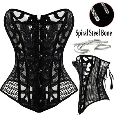 Women's Sexy Mesh   Steampunk Gothic Waist Trainer