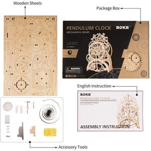 Pendulum Clock 3D Wooden Building Kit-The Steampunk Cave