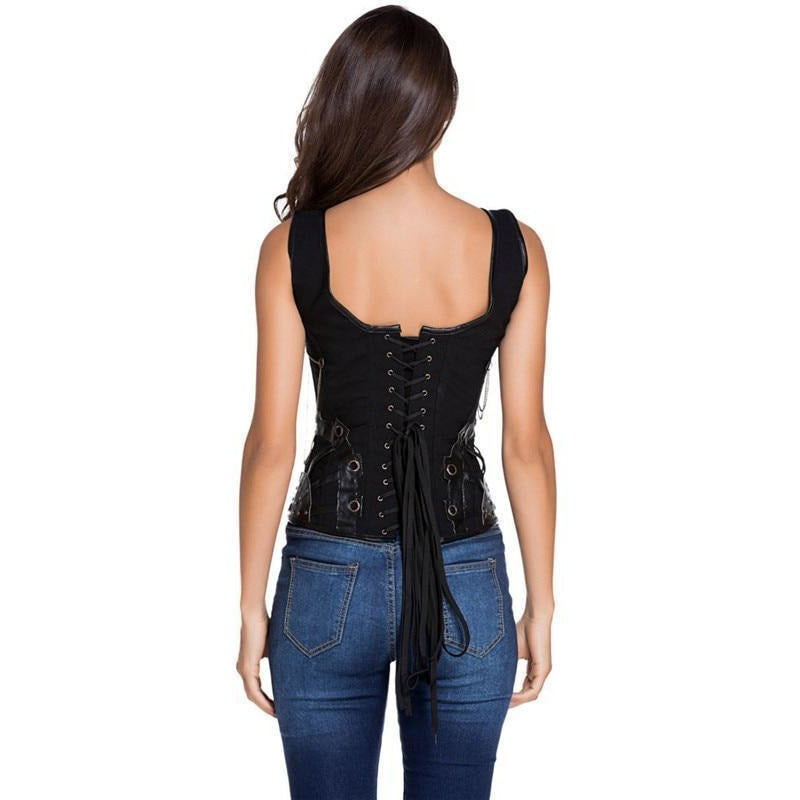 Steampunk Leather Corset – 5 Sizes-The Steampunk Cave