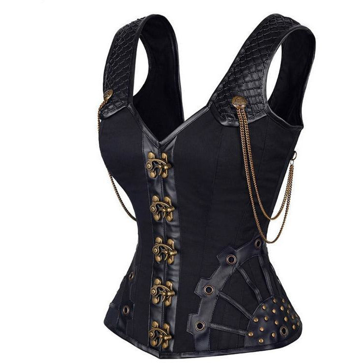Steampunk Leather Corset – 5 Sizes-The Steampunk Cave